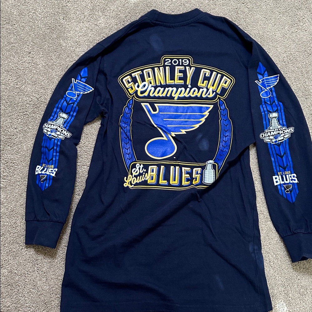 St Louis Blues 2019 Stanley Cup Champions Navy Blue long sleeve t-shirt